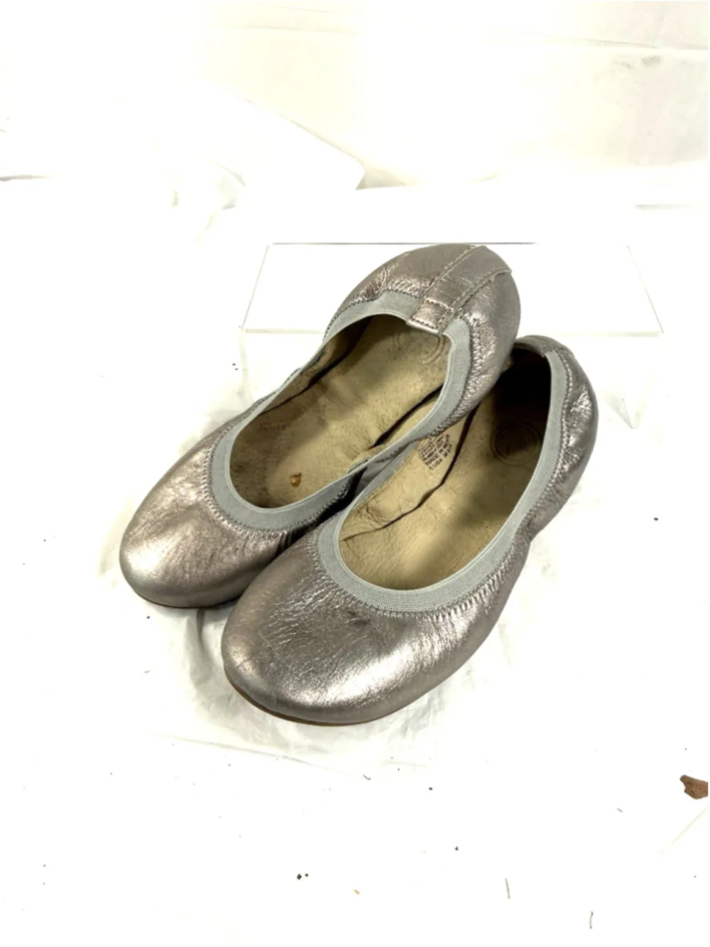 Tory Burch Womens Leather Ballet Flats Silver Sz 5